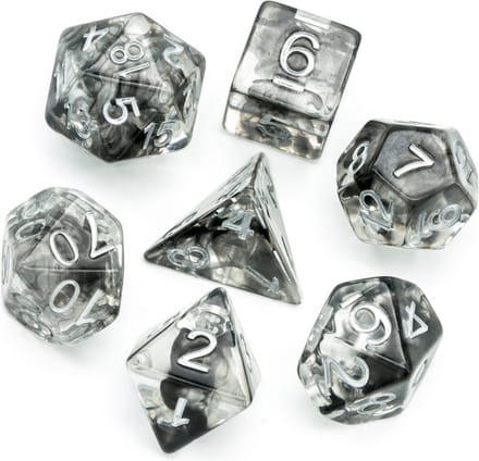 Lapi Toys - Dungeons and Dragons dobbelstenen - D&D dobbelstenen - D&D polydice - 1 set (7 stuks) - Zwart - Transparant