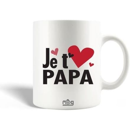 Mug - Je t'aime papa - Céramique - Blanc - 30cl - Compatible lave-vaisselle
