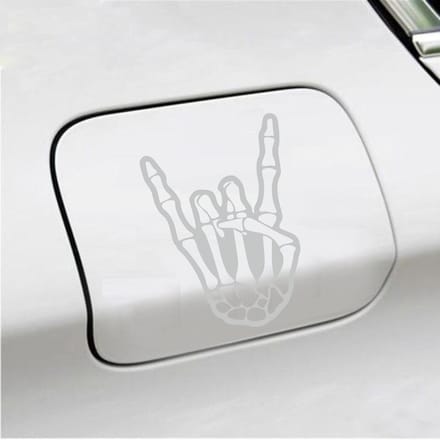 Bumpersticker - Rock N Roll Skelet - 10 X 14,4 - Licht Grijs