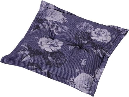 Madison hocker tuinkussen Denim flower 50x50 cm - blauw