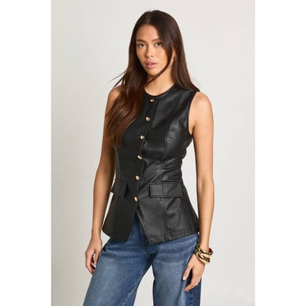 boohoo Dames Nepleer Gouden Knop Weste | Zwart | Maat: 36