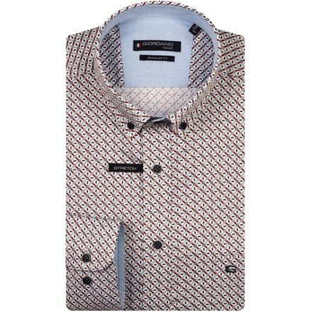 Giordano Overhemd Ivy Multi Small Graphic Pattern Soft Twill Deep Mauve-Multi / male