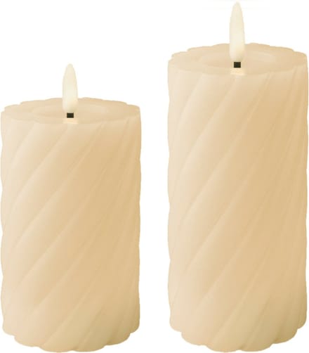 Lumineo luxe LED kaarsen/stompkaarsen - set 2x st-creme wit - D7,5 - met timer