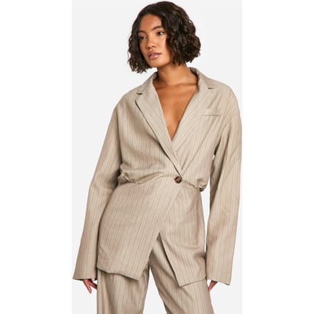 boohoo Dames Lange, getailleerde jas met ingetogen taille | Steen | Maat: 44