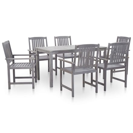 vidaXL - 7-delige - Tuinset - massief - acaciahout - greywash