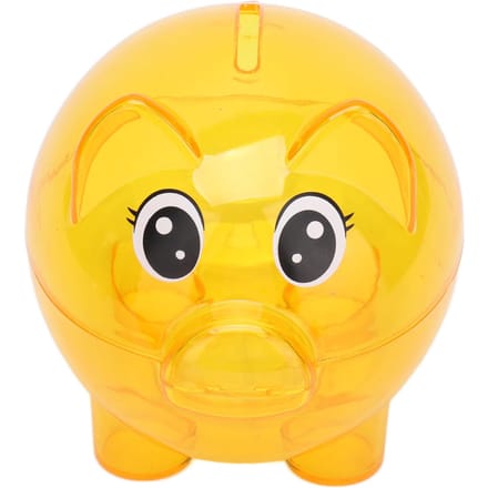 Transparante Plastic Spaarpot Breekbestendig Vorm van een Varken Spaarvarken voor KinderenL yellow