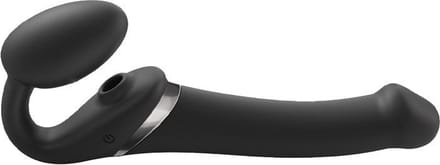 Strap-On-Me - Strapless Strap-on Vibrator Met Luchtdruk Stimulatie - Zwart - Maat S