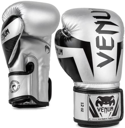 Venum Elite Bokshandschoenen Microfiber Zilver Zwart - 10 OZ