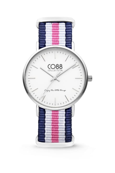 CO88 Collection 8CW-10029 - Horloge - nato nylon - blauw/wit/roze - 36 mm