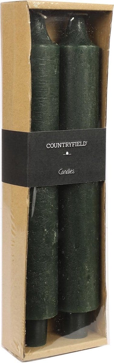 Kaarsen - set van 2 stuks - Donkergroen - dinerkaarsen - Countryfield