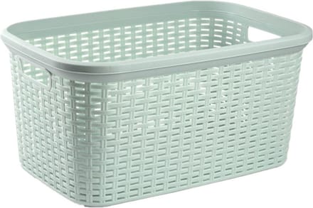 Plasticforte Wasmand - 2x - 35 liter - rotan - mintgroen - kunststof - 53 x 36 x 26 cm
