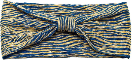 Emilie collection – Haarband – Blauw - Goud – Glitterstof – Elastisch – Strikdetail