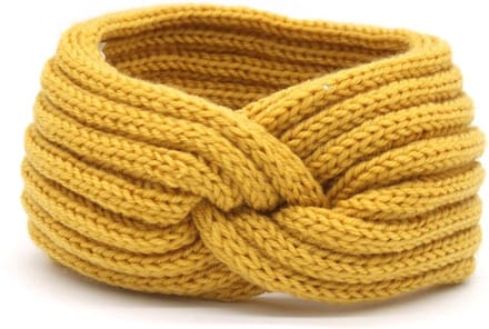Dielay - Warme Gebreide Hoofdband - Oorwarmers - Geel