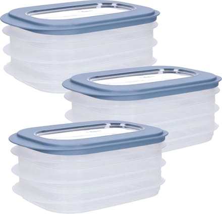 Sunware Vleeswarendoos - 9x - voedsel bewaarbakjes - transparant/blauwgrijs - bakjes