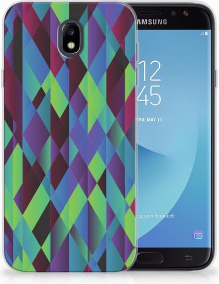 Samsung Galaxy J7 2017 | J7 Pro TPU Hoesje Abstract Green Blue