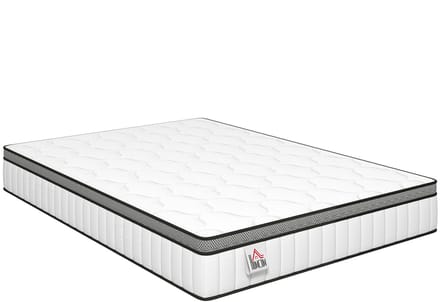 HOMCOM Matras - Gebreide jacquardstof, traagschuim - 190 x 140 x 20 cm - Wit