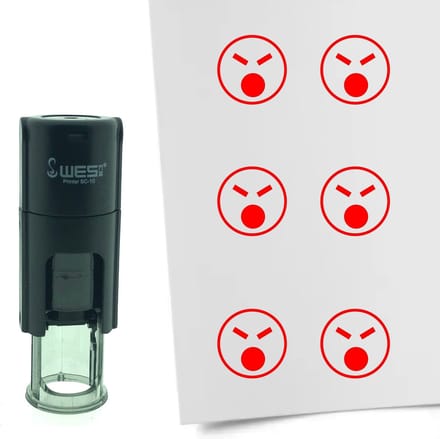 CombiCraft Stempel Smiley Boos 10mm rond - Rode inkt