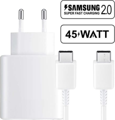 Usb-C Oplaadstekker + usb-C naar usb-C Oplader - 2 Meter - 45w - Super Fast Charging - Universele Thuislader - Usb-C - Adapter voor S24,S23,Note,S22, S21, S20, Tablet S7, Tablet S8
