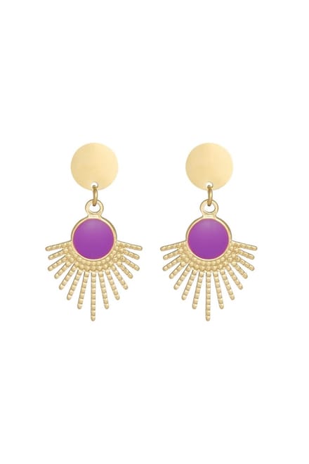 Oorbellen secret soul - paars- goudkleur