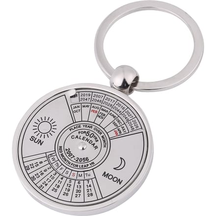 Antieke 50 Jaar Eeuwigdurende Kalender Sleutelhanger Metalen Sleutelhanger Accessoire gray