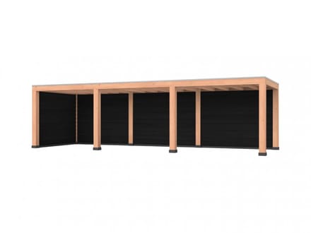 Douglas overkapping, 900 x 300, met achterwand en zijwand, Westwood Modern Basic zwart