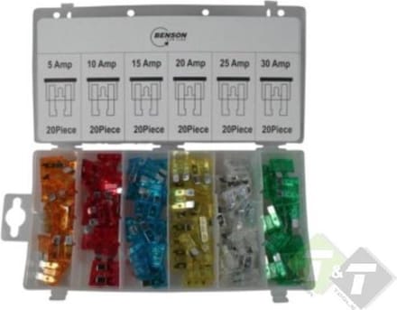steekzekeringen - autozekering 120 delig - 5, 10, 15, 20, 25, 30 ampère