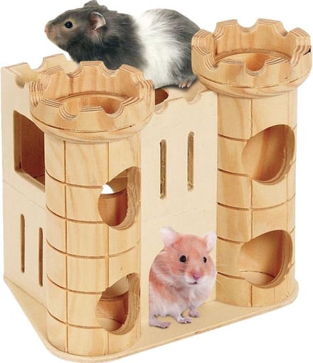 Knaagdierspeelgoed Speelhuis Kasteel Robin - Beige - 16 x 11 x 15 cm