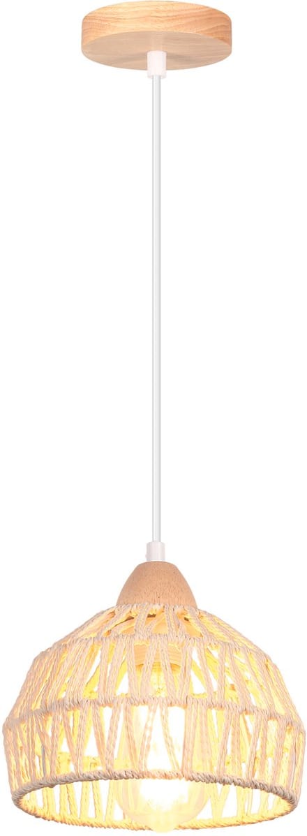 Boho Hanglamp Geweven E27 Plafondlamp voor Slaapkamer Kroonluchter voor Woonkamer Keuken Hal Wit