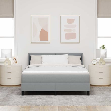vidaXL - Boxspring - bed - met - hoofdeinde - Lichtgrijs - 200 - x - 140 - cm - Stof