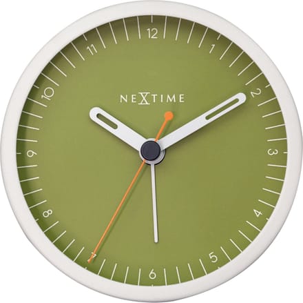 NeXtime Small – Tafelwekker – 9 × 9 × 7.5 cm – Metaal – Wit/Groen – Stil