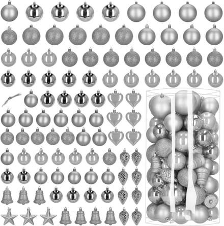 Springos Kerstballen | 100 Stuks | Zilver Tinten | Onbreekbaar