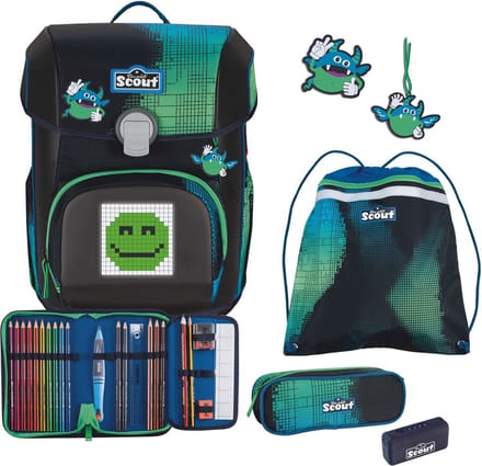 Scout schooltas Movie Star Neo Set 4-delig Blue Pixel blauw