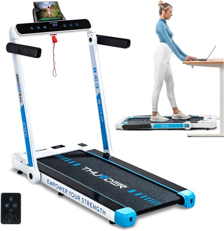 THUNDER Loopband - Opvouwbaar walkingpad - 14 km/u - 130 kg - THUNDER RACE-WHITE