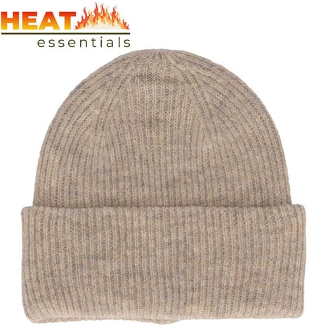 Heat Essentials- Muts Dames - Gebreid - Camel Melange - One Size - Wintermuts Dames
