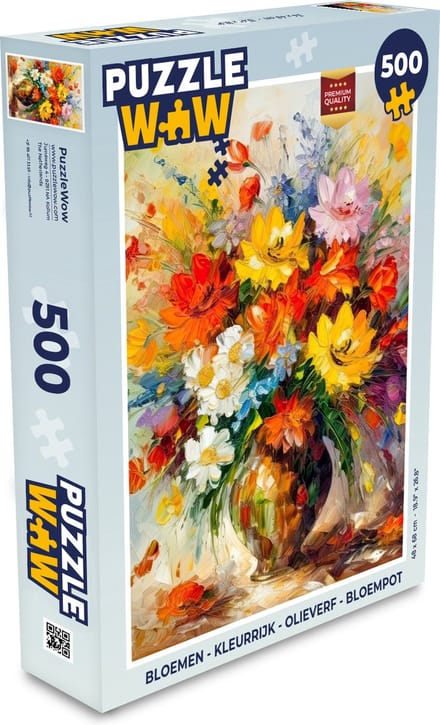 Puzzel Bloemen - Kleurrijk - Olieverf - Bloempot - Legpuzzel - Puzzel 500 stukjes