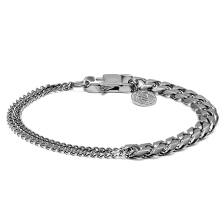Carlos Amager Zilverkleurige Curb-schakelarmband