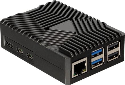 Joy-it RB-AlucaseP5-09 SBC-behuizing Geschikt voor serie: Raspberry Pi® Incl. passieve koeler Zwart