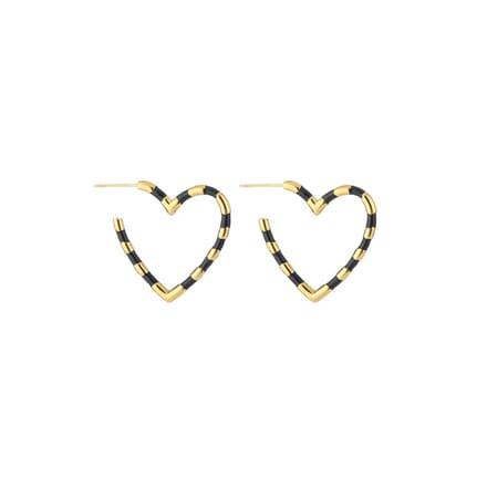 She life style - kleurvolle hart oorbellen - Goud / Zwart