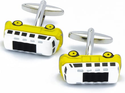 Manchetknopen - Bus Camper Geel en Wit