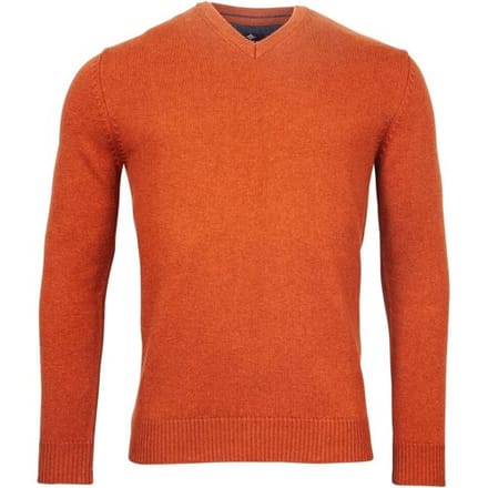 Baileys Trui Lambswool V-Neck Single Knit Dark Terra / male