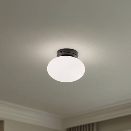 Domiluce Plafondlamp Ufo, zwart/wit, Ø 18 cm, glas, G9