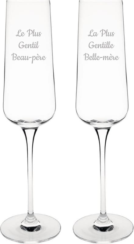 Champagneglas gegraveerd - 27cl - Le Plus Gentil Beau-père & La Plus Gentille Belle-mère