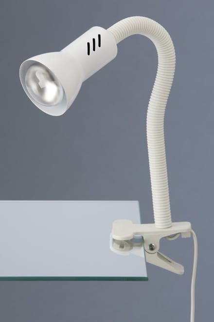 BRILONER - Klemlamp - nachtlampje met flexarm - bureaulamp met E14 fitting - wit klemspot