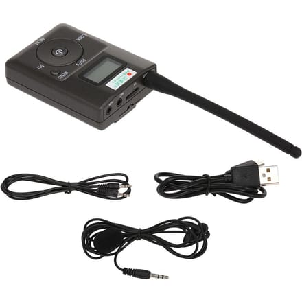 Draagbare 3,5 mm FM-zender met laag vermogen Digitale stereo radio-uitzending MIC zwart