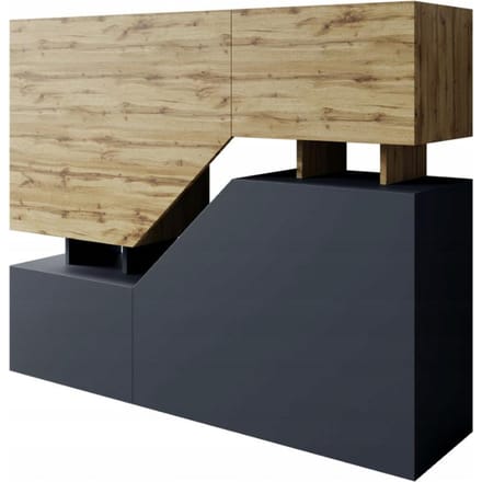 Lendo Double Serie - Opbergkast - Grafiet - Dąb Wotan - 120x100x35 cm