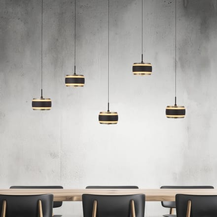 LED hanglamp PURE Falling Rings zwart, lengte 101 cm, 5-lamps