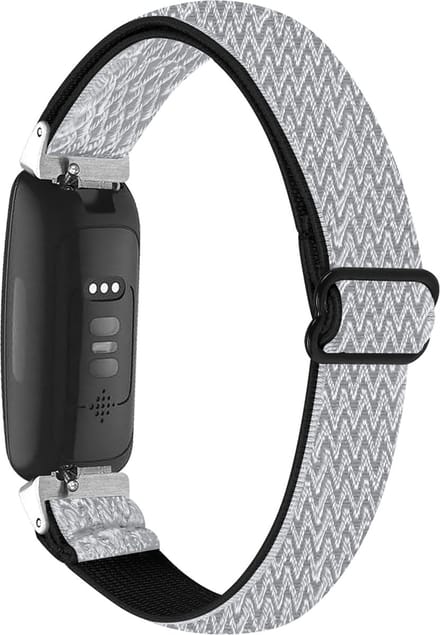 By Qubix - Compatible Fitbit bandje - Geschikt voor fitbit Inspire 3 - Elastische solo loop nylon bandje - Zwart / wit