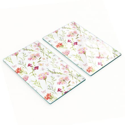 Set van snijplanken van gehard glas met een bloemenpatroon, 2x30x52 cm