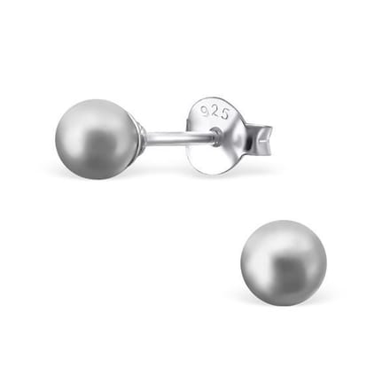Amanto Oorbellen Elki Grey Light - 925 Zilver E-Coating - Parel - ∅4mm