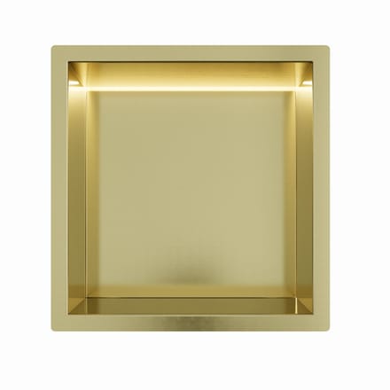 Mat goud RVS Inbouwnis 30x30x10cm met RGB verlichting